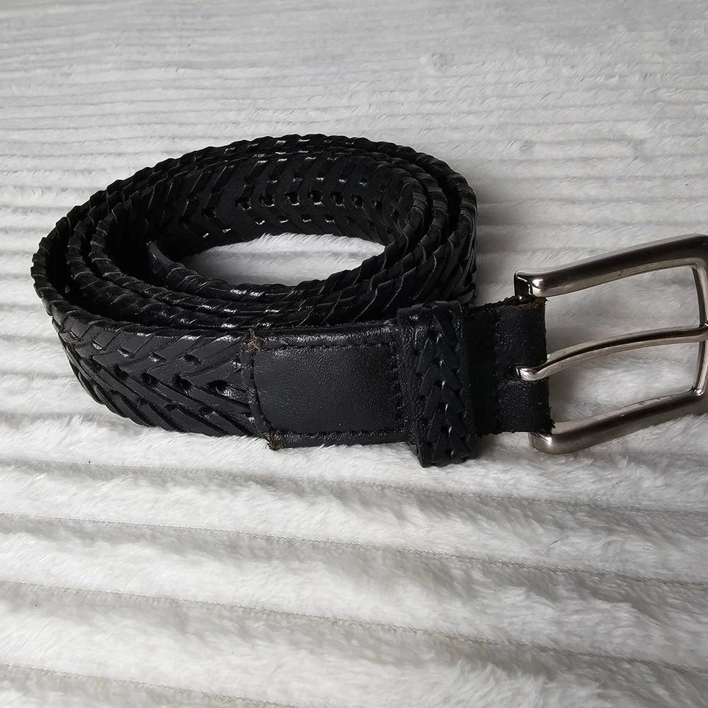 Woven Braided Genuine Leather Belt XL Black Classic Casual Boho Made in India